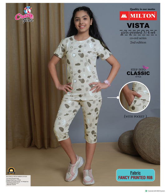 VISTA(Girls printed 3/4 set with pocket)