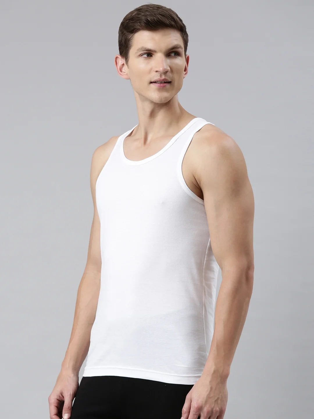 FASO Mens White Cotton Comfort Vest Pack Of 2