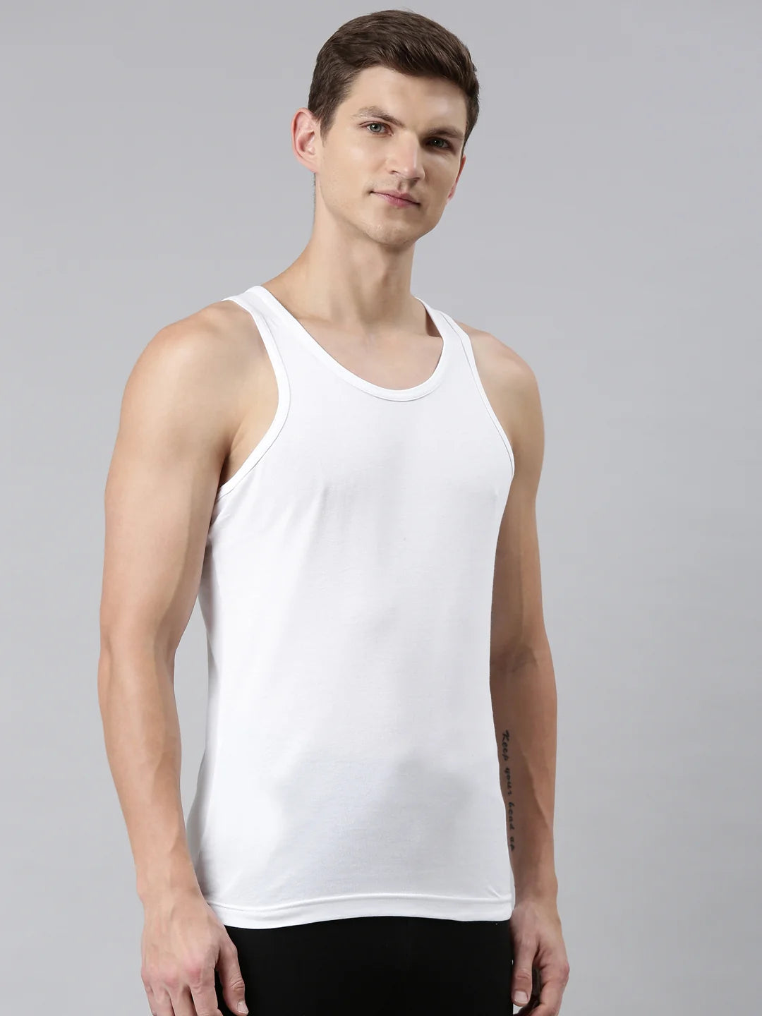 FASO Mens White Cotton Comfort Vest Pack Of 2