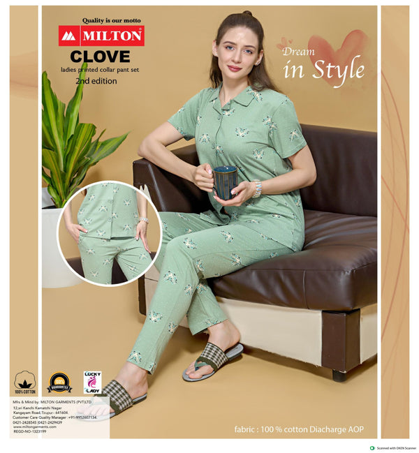 Clove (Women's Printed Collar Pant Set)