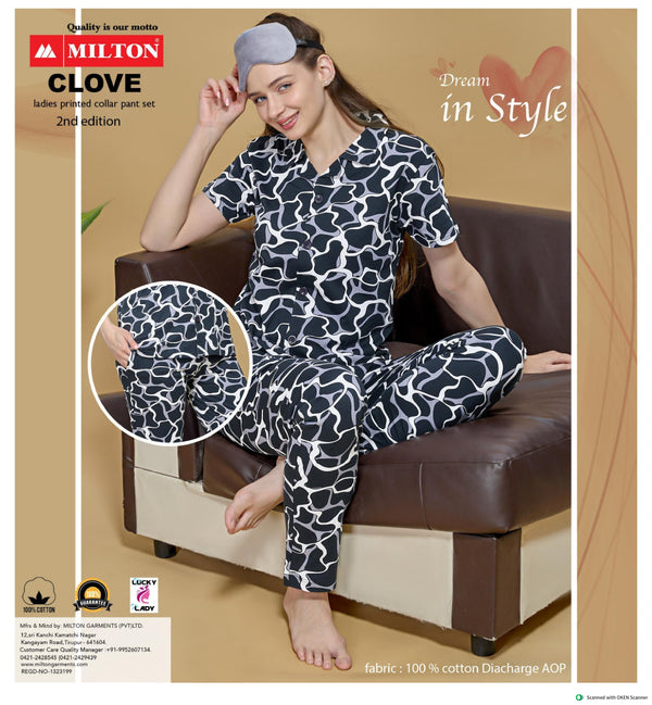 Clove (Women's Printed Collar Pant Set)