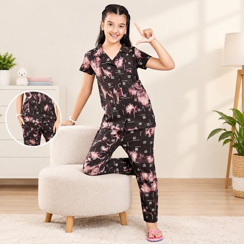 Girls Printed Collor Pant Set