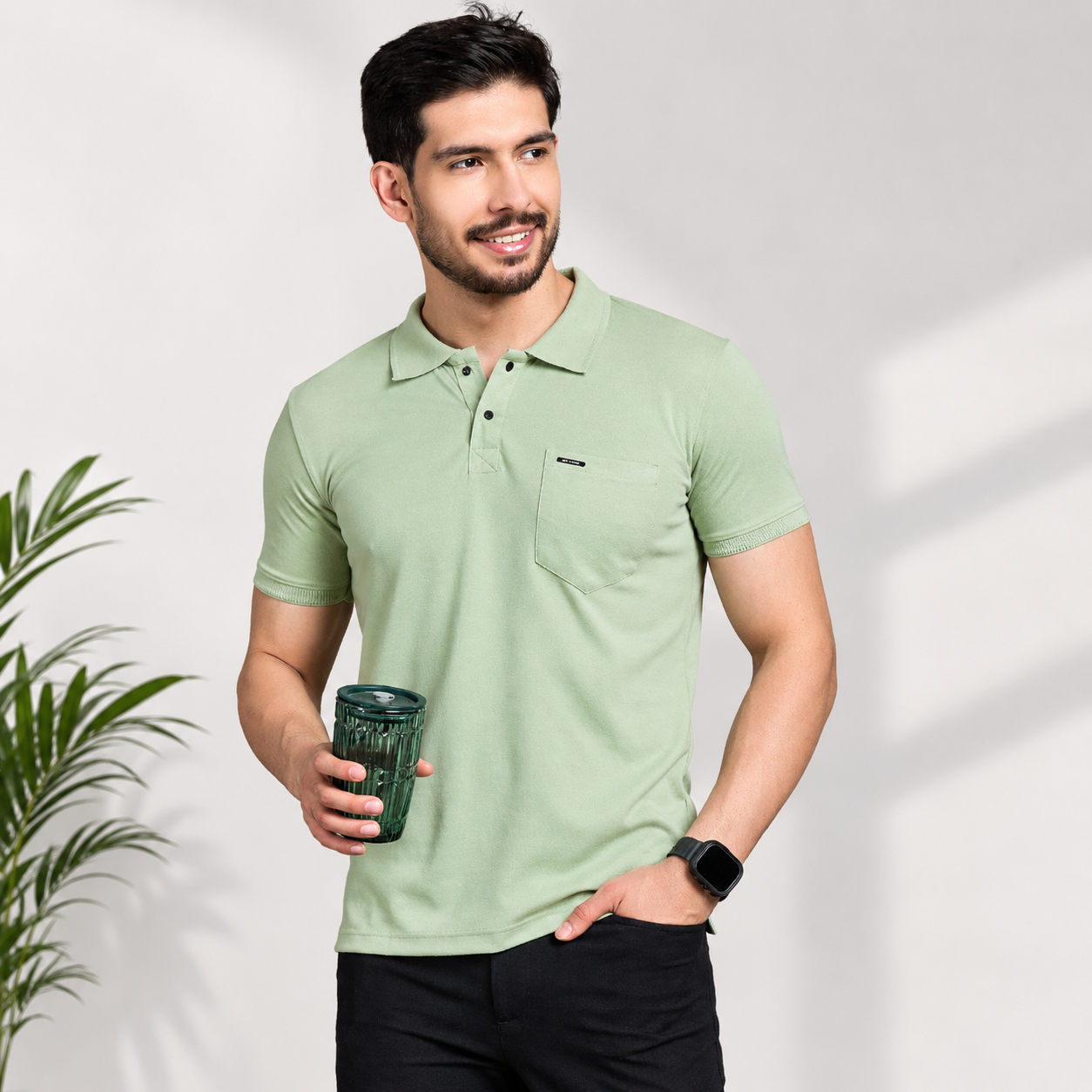 Milton Men's Tencel Polo T-Shirt PISTACHIO GREEN