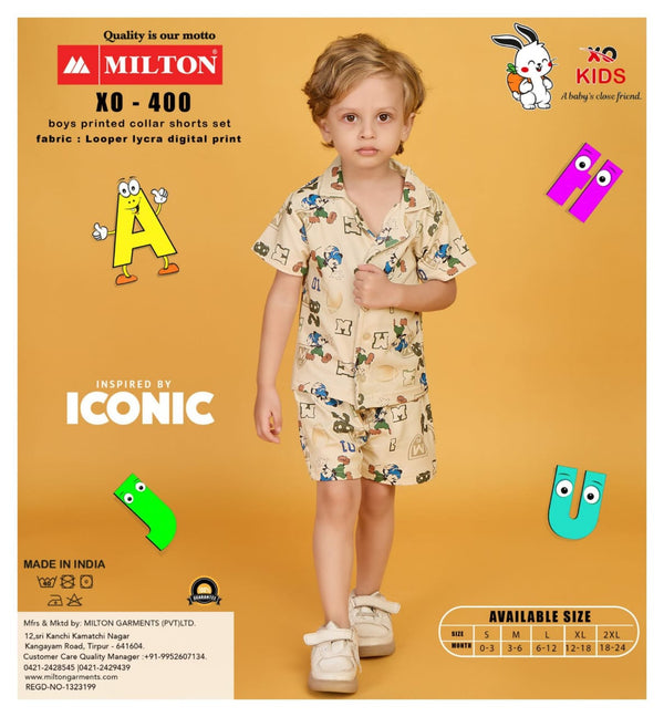 XO - 400 (Boys Printed Collar Shorts Set)
