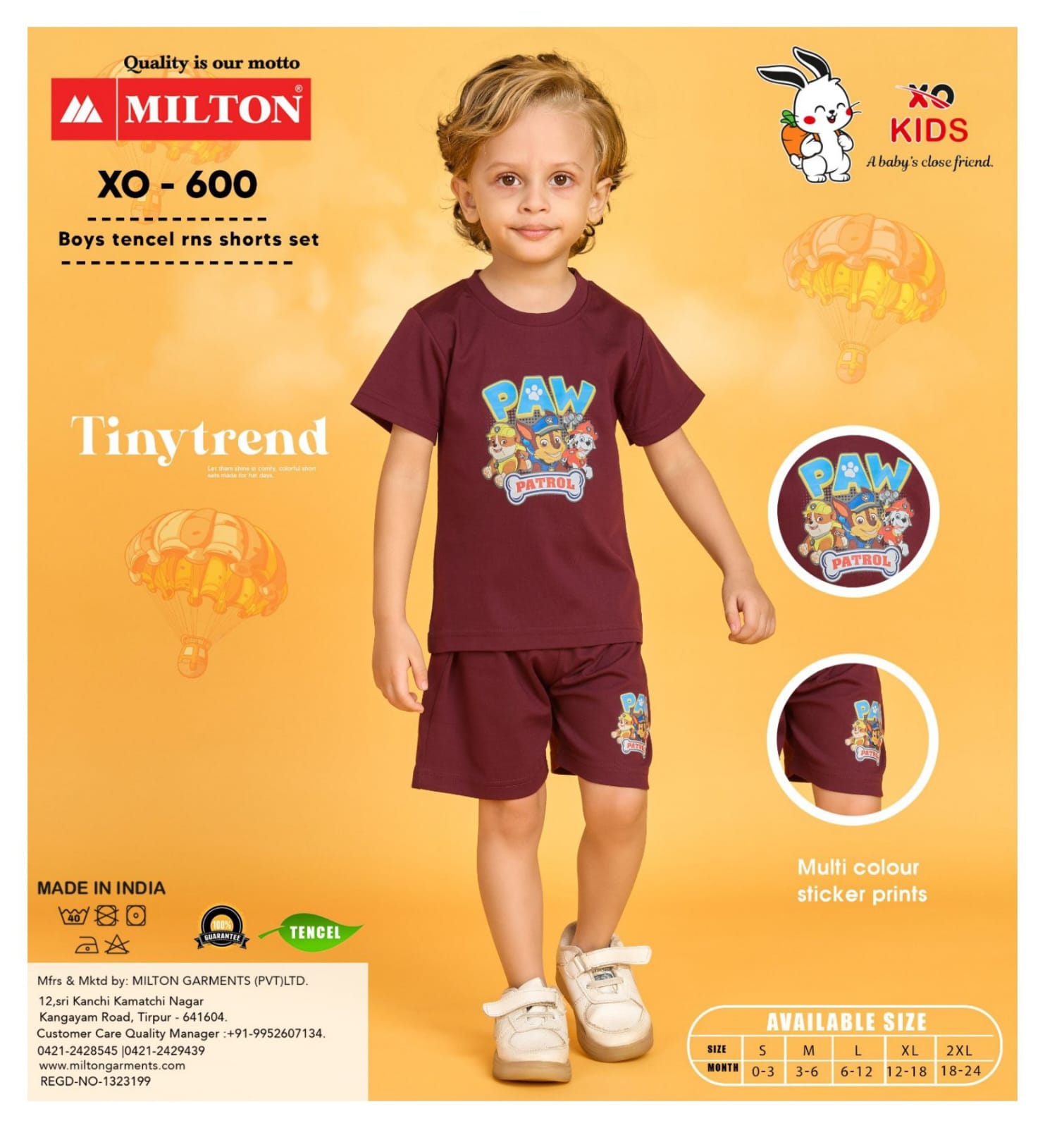 XO - 600 (Boys Tencel RNS Shorts Set)
