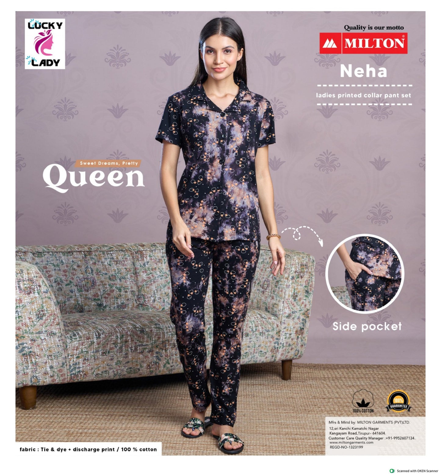 NEHA (Leadies printed collar pant set)