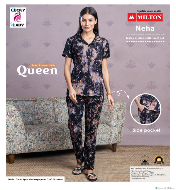 Neha (Leadies printed collar pant set)