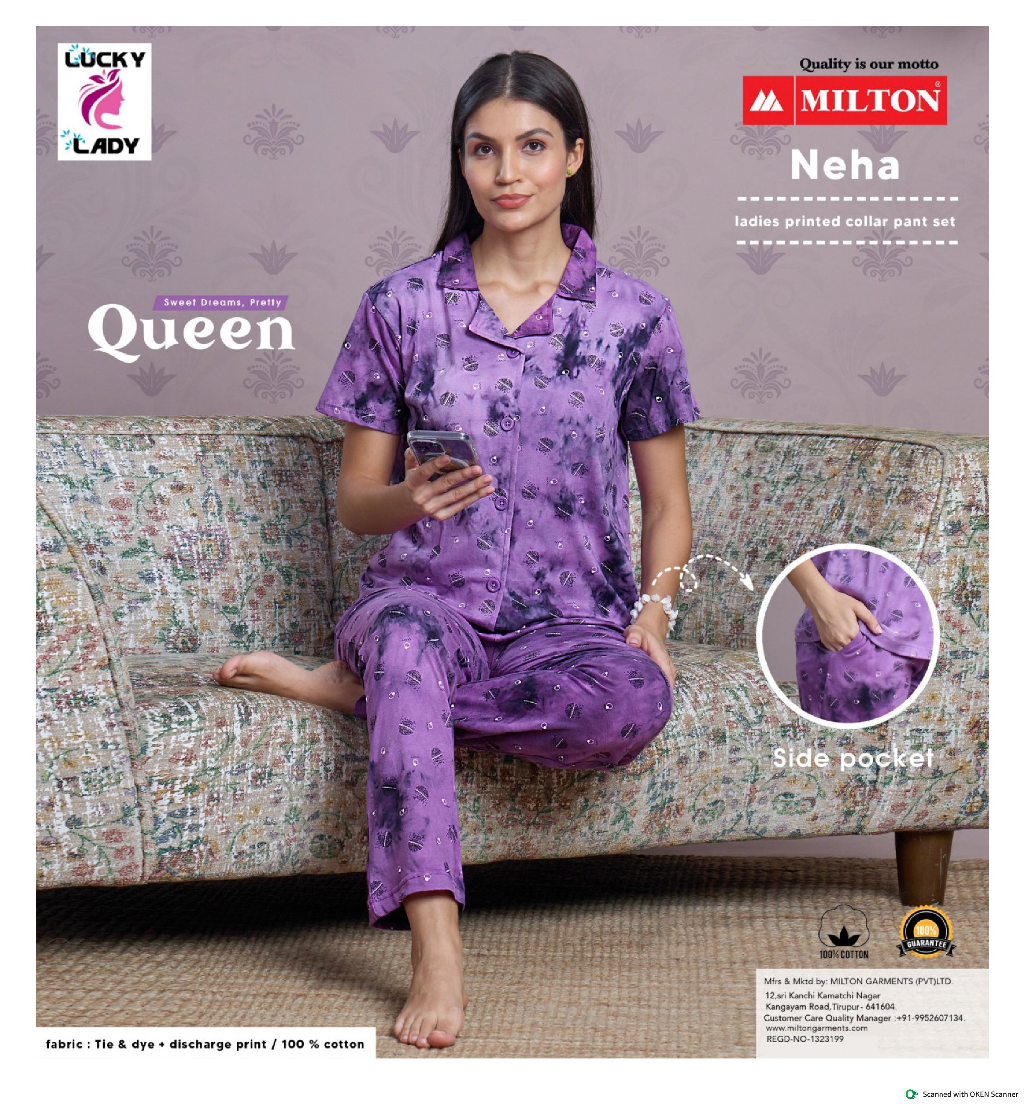 Neha (Leadies printed collar pant set)