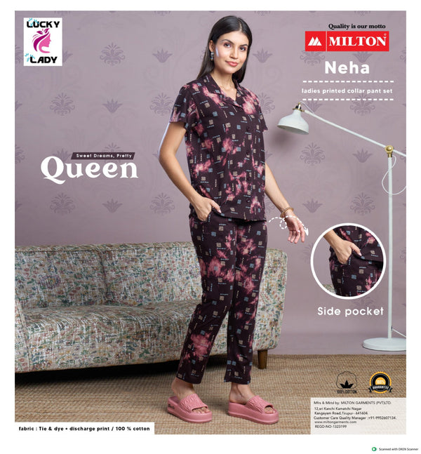 Neha (Leadies printed collar pant set)