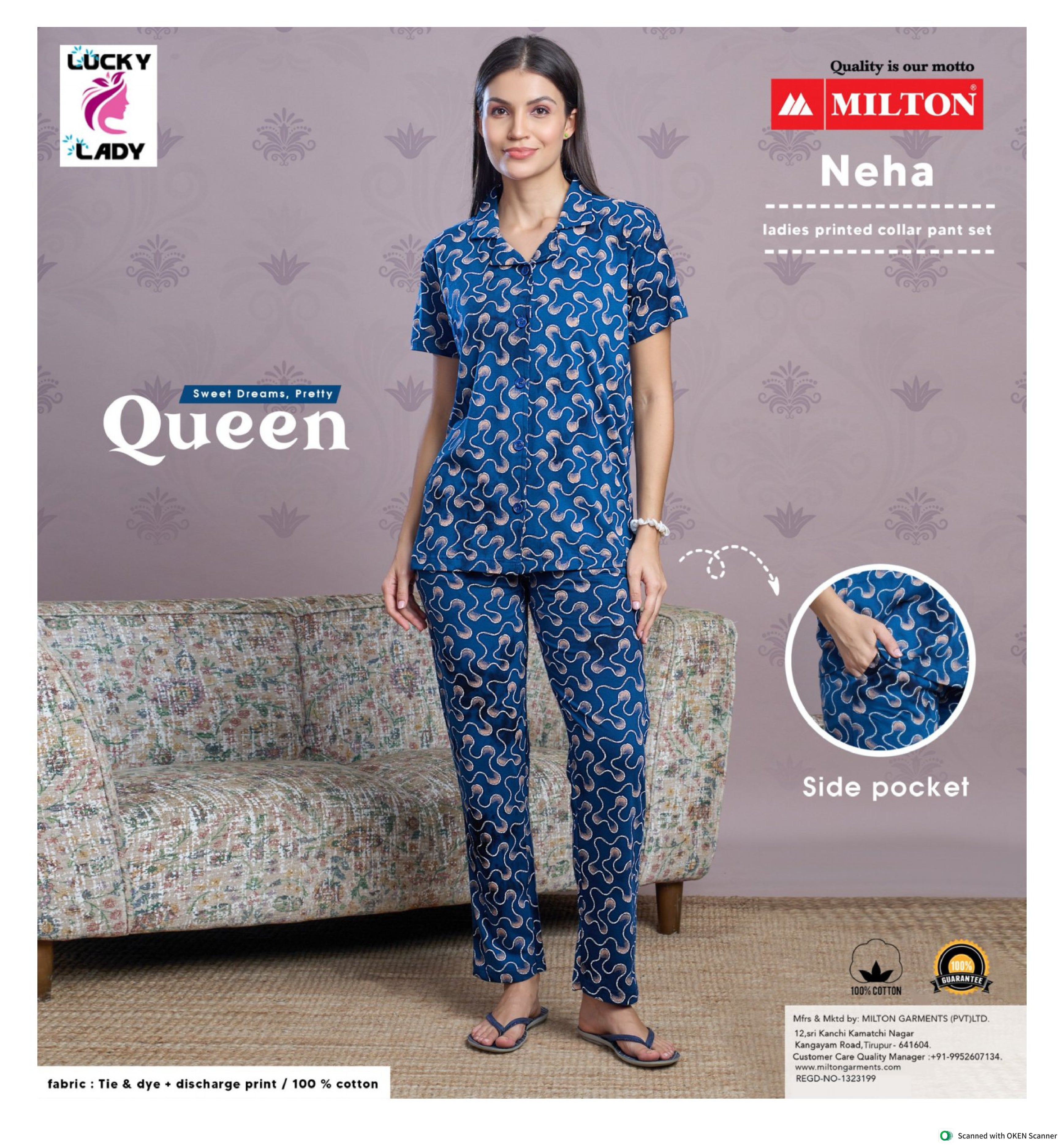 Neha (Leadies printed collar pant set)