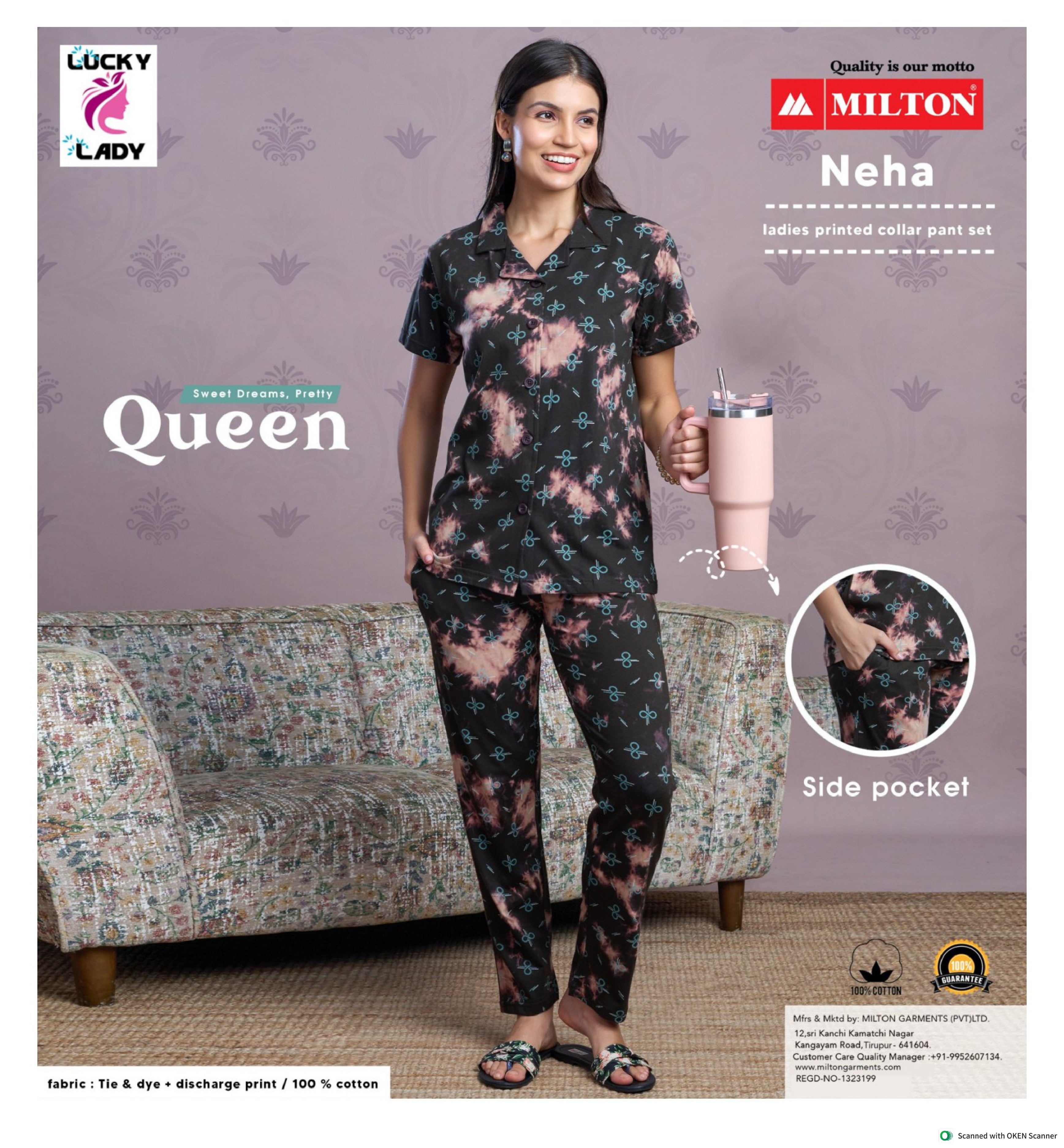 Neha (Leadies printed collar pant set)