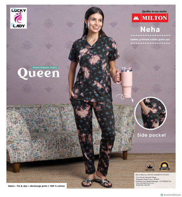 Neha (Leadies printed collar pant set)