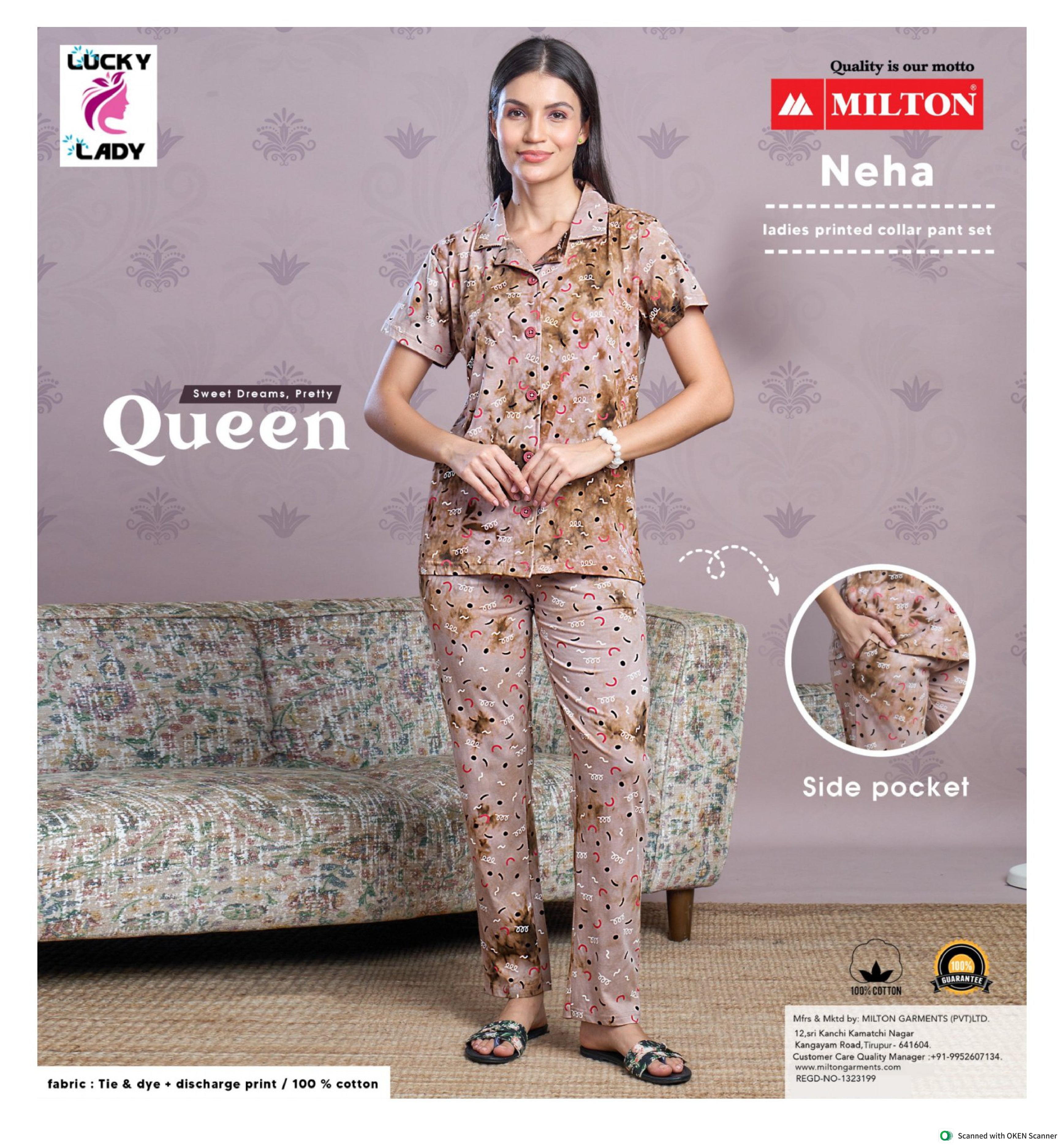 Neha (Leadies printed collar pant set)