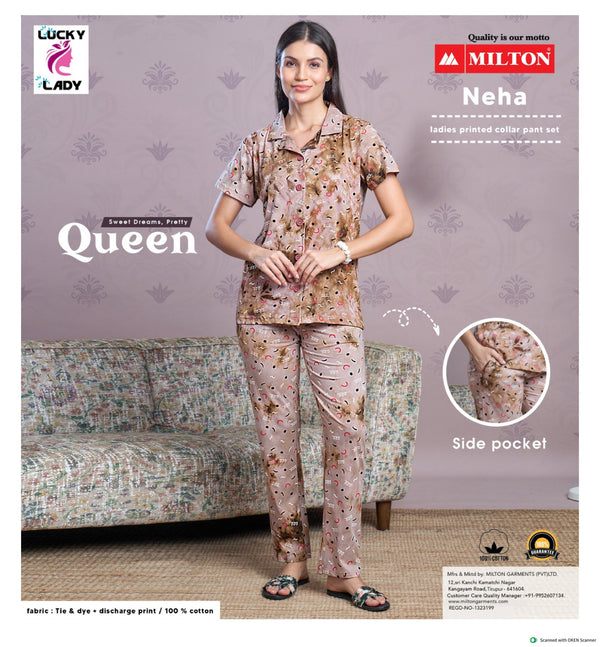 Neha (Leadies printed collar pant set)
