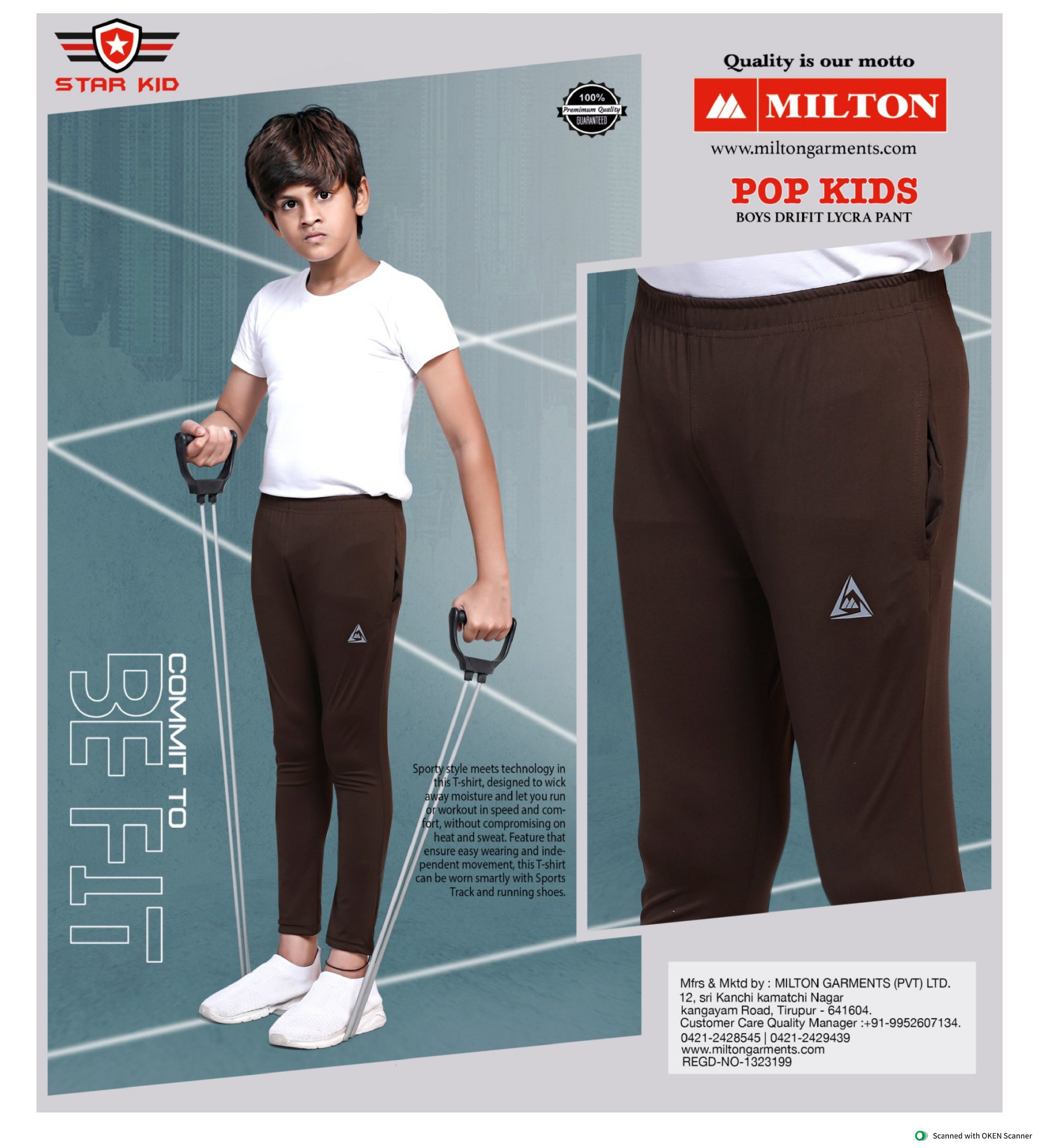 POP KIDS (Boys drifit lycra pant )