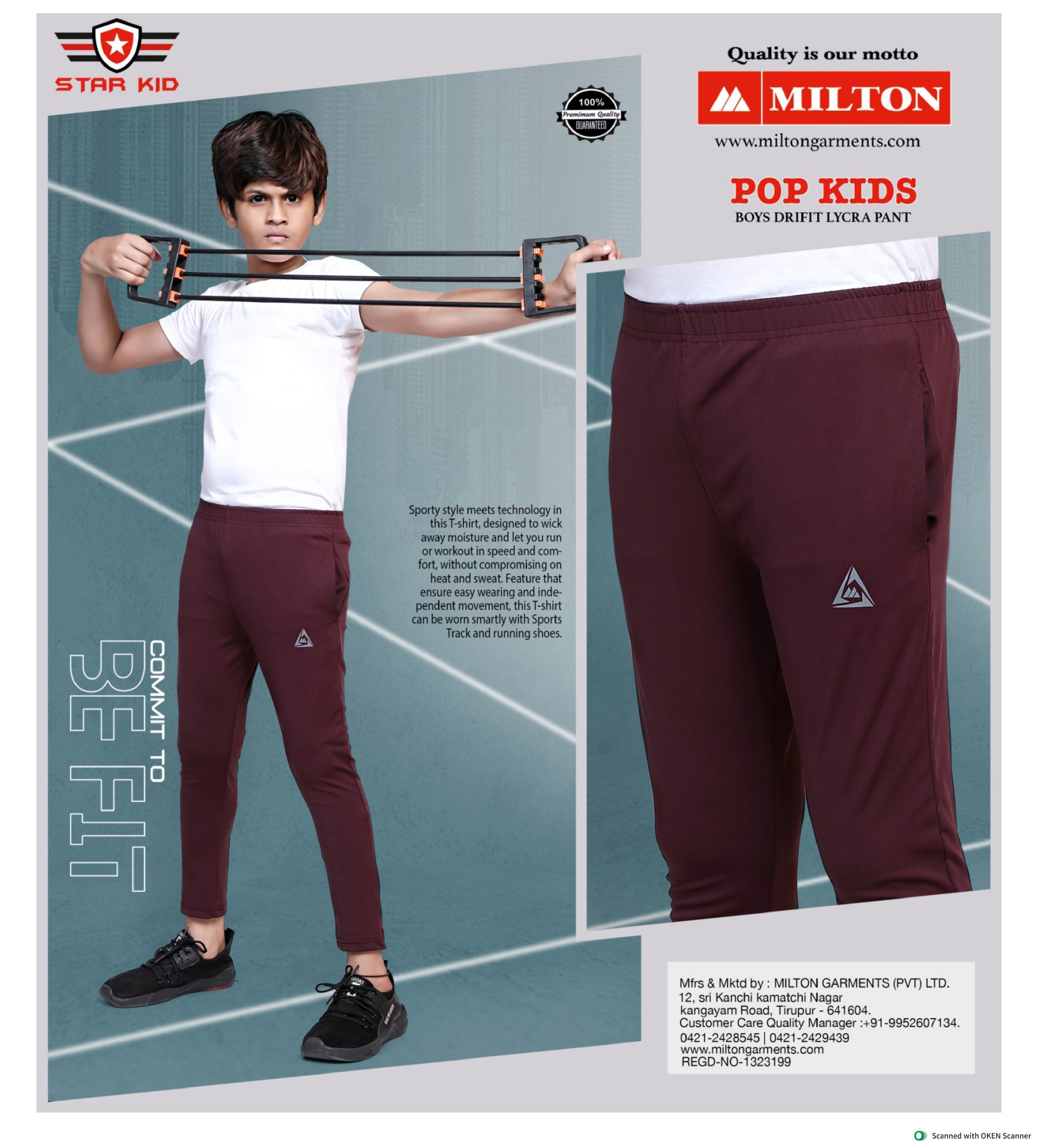 POP KIDS (Boys drifit lycra pant )