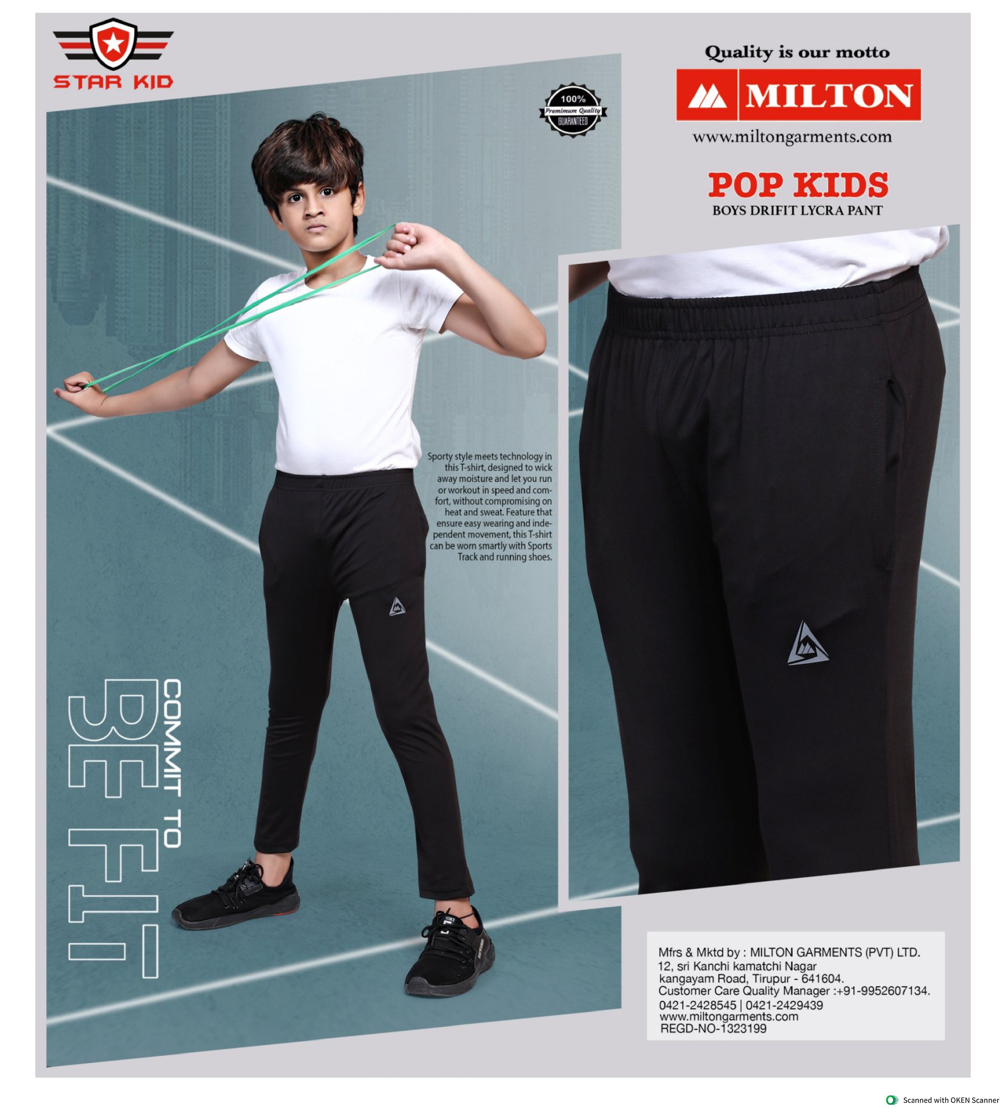 POP KIDS (Boys drifit lycra pant )