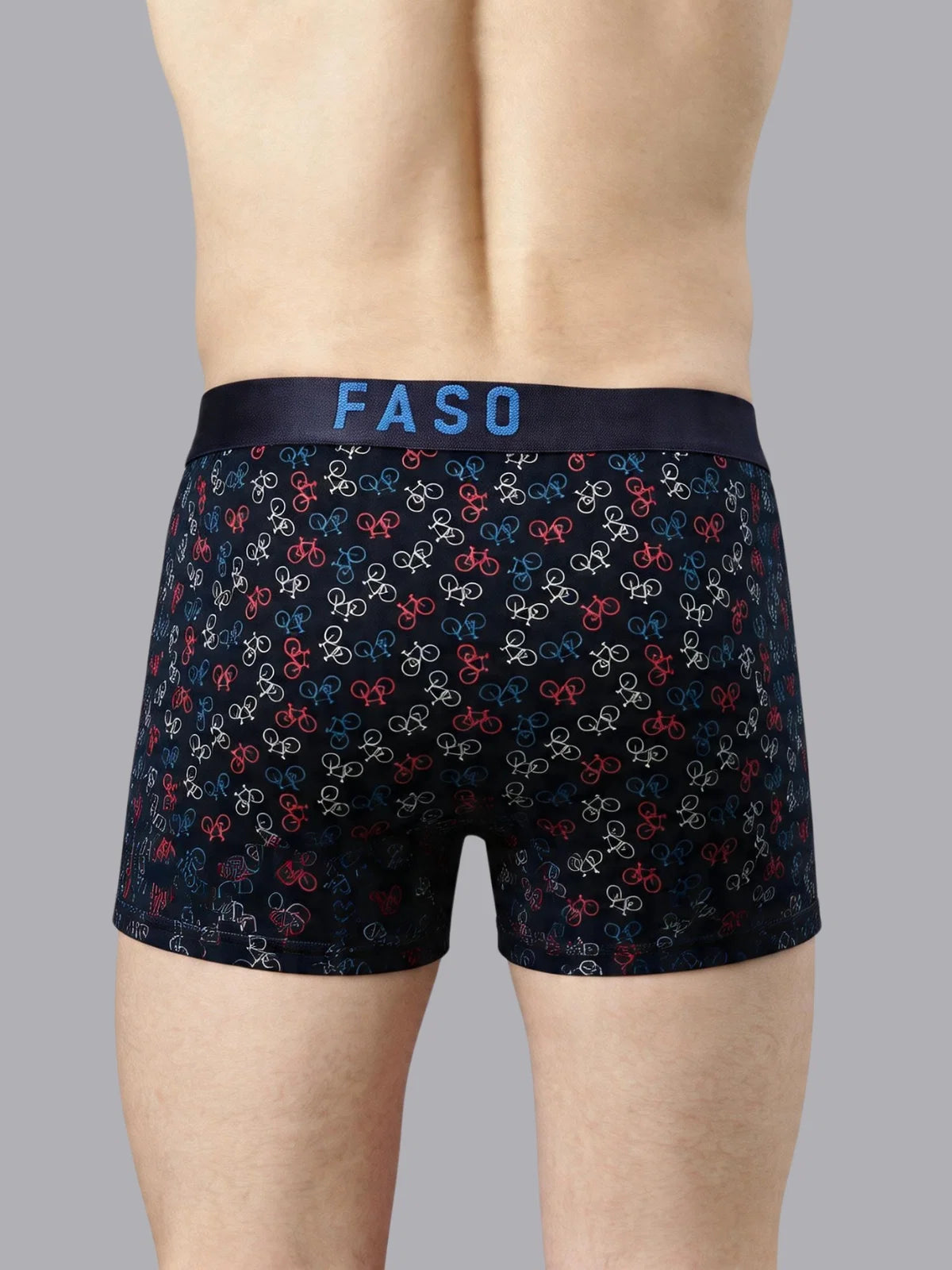 Faso Men's Cotton Outer Elastic All Over Print Trunk
