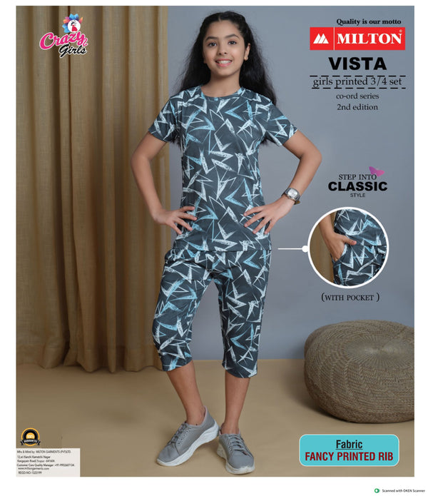 Girls Printed 3/4 Set With Pocket