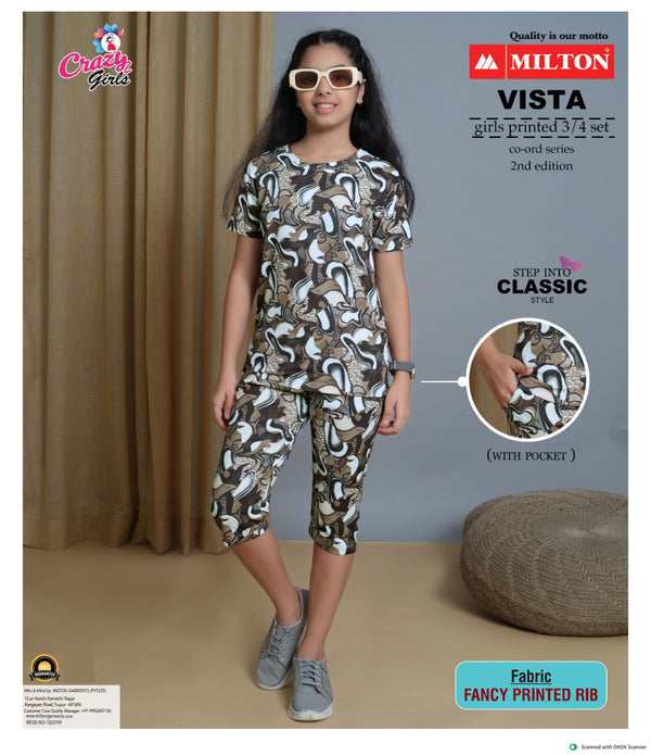 Girls Printed 3/4 Set With Pocket