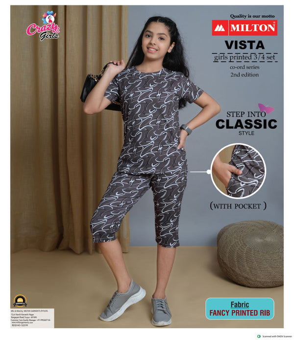 Girls Printed 3/4 Set With Pocket