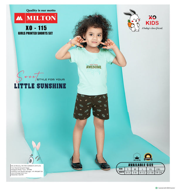 Girls Printed Shorts Set