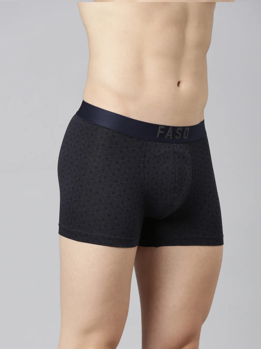 Faso Men's Cotton Outer Elastic All Over Print Trunk