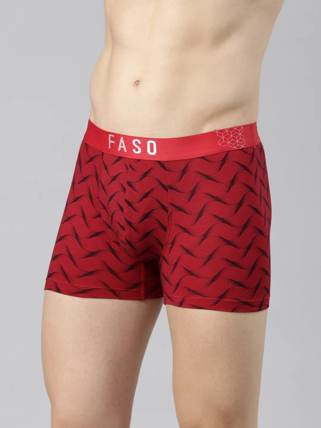 Faso Men's Cotton Stretch All Over Print Trunks