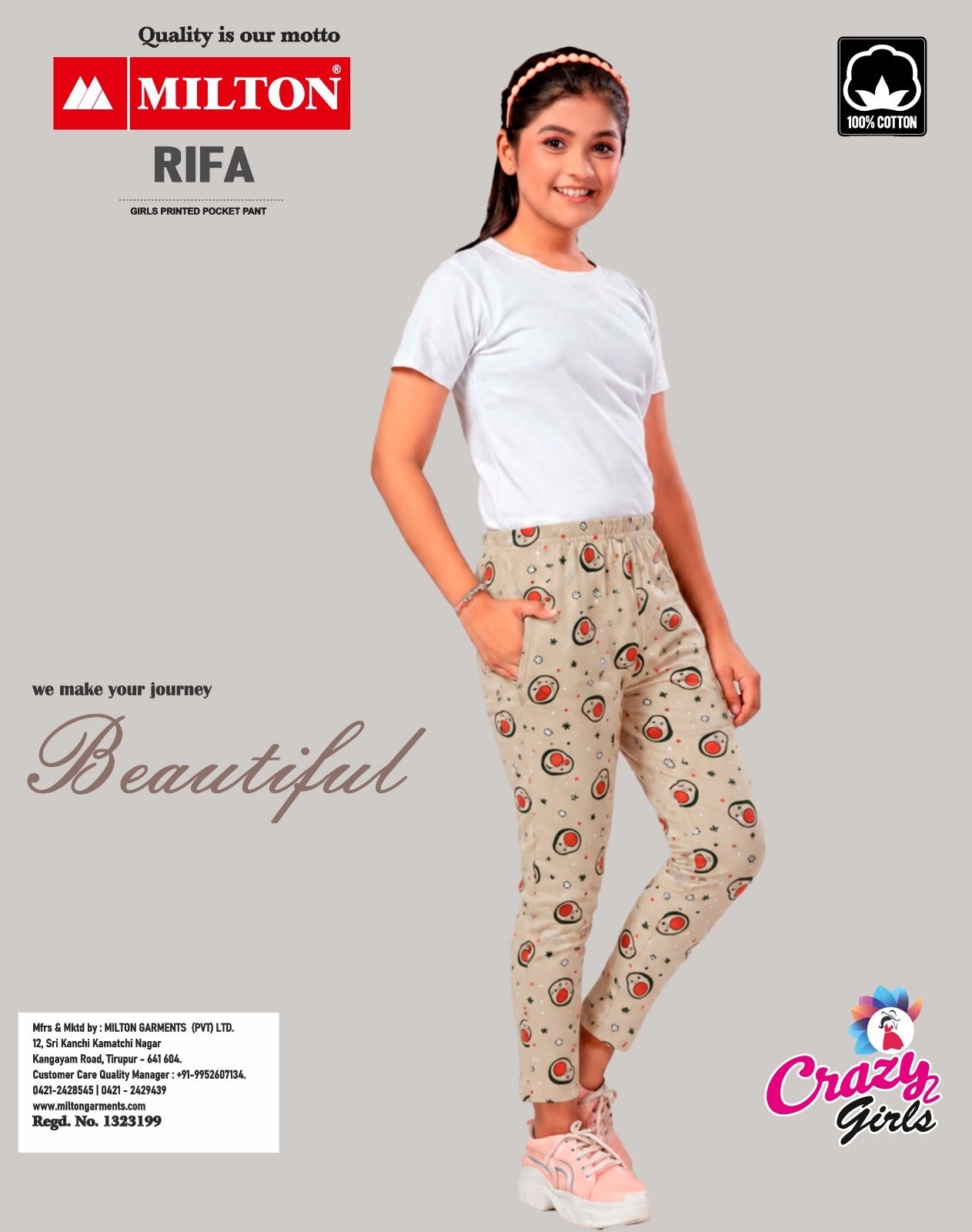 Girls Printed Cotton Pants